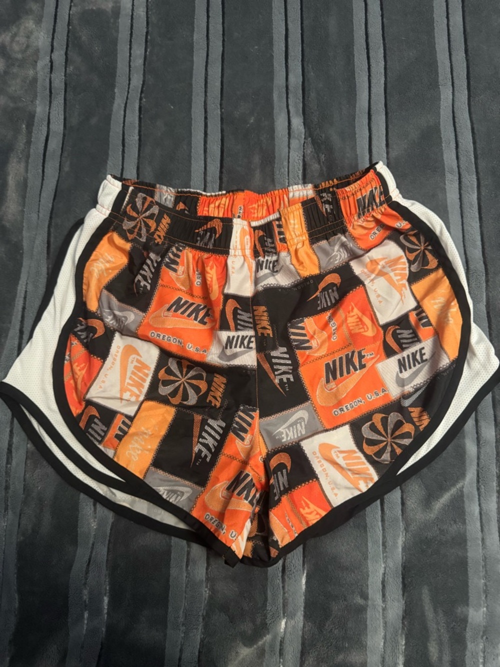 Nike Women's Small Orange Black White Graphic Athletic Shorts